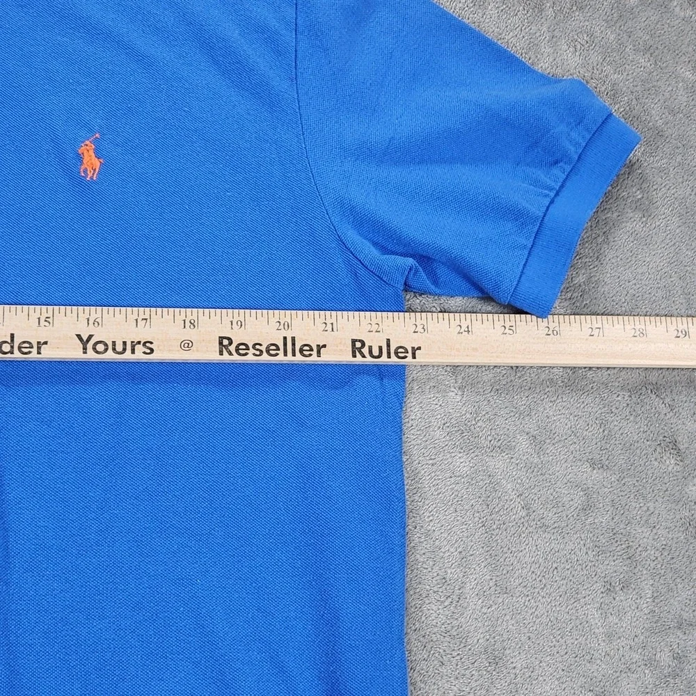 Polo Ralph Lauren Polo Shirt Mens Large Cyan Blue Mesh Cotton‎ Classic Fit Pony